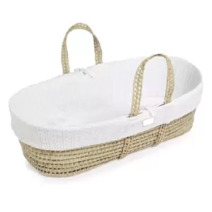 Image of Little Green Sheep Natural Knitted Moses Basket & Mattress - White
