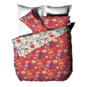 Image of Furn Azalea Floral Duvet Cover Set (Single) (Red) - Red