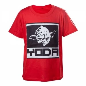 Image of Star Wars Kids Boys Yoda Framed Closeup 122/128 Red T-Shirt