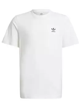 Image of Boys, adidas Originals Junior Essentials 3 Stripe T-Shirt - White, Size 7-8 Years