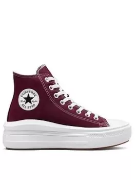 Image of Converse Chuck Taylor All Star Move Hi-Top Canvas Platform - Dark Red/White, Dark Red/White, Size 5, Women