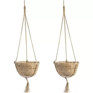 Image of Hanging Seagrass Planter - Set of 2 M&W - Brown