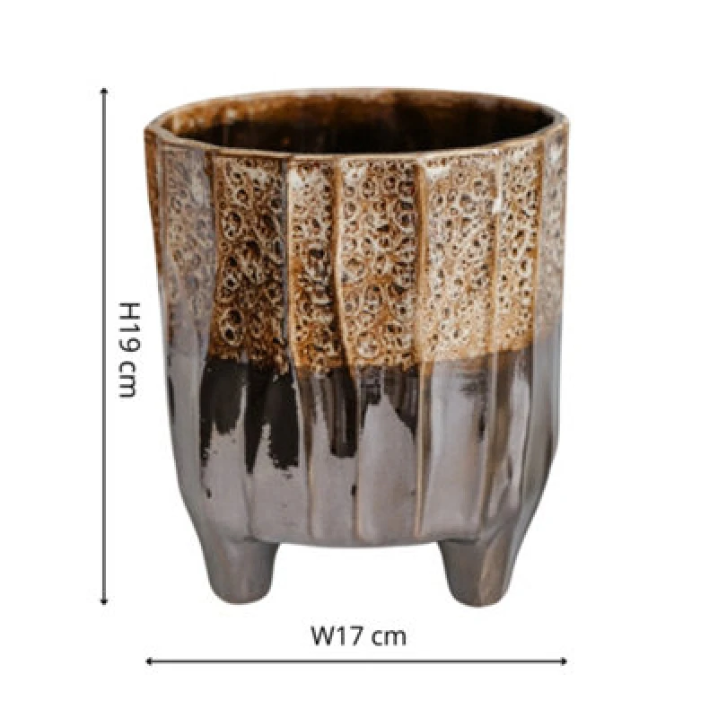 Image of Ivyline Neve Dark 3 Leg Planter H19Cm D17Cm