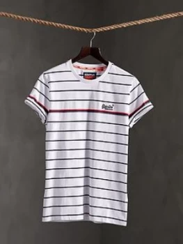 Image of Superdry Orange Label Bretton Stripe T-Shirt, White Size M Men