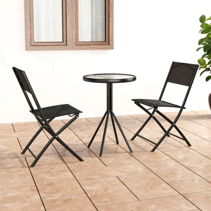 Image of VIDAXL 3 Piece Bistro Set Steel Black Vidaxl 8720286849910