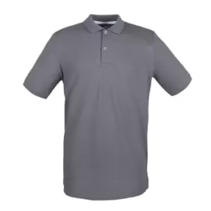 Image of Henbury Mens Modern Fit Cotton Pique Polo Shirt (S) (Steel Grey)