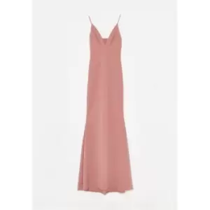 Image of Missguided Pleated Bust Fishtail Maxi Dress Crepe - Pink