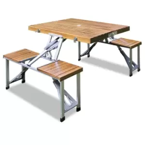Image of Picnic Table & Chairs Set Wood Foldable