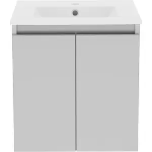 Image of Atlanta Double Door Wall Hung Basin Unit With Basin- Pearl 600mm in Grey MFC