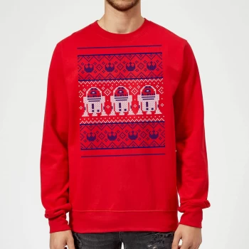 Image of Star Wars R2D2 Christmas Knit Red Christmas Sweatshirt - M - Red
