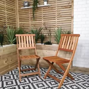 Image of Set of 2 Bowness Outdoor Garden Patio Wooden Folding Chairs