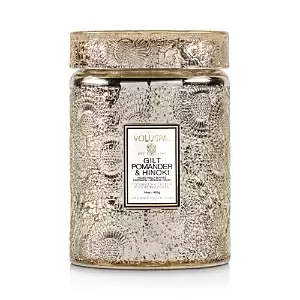 Image of Voluspa Gilt Pomander & Hinoki Holiday Large Glass Jar Candle