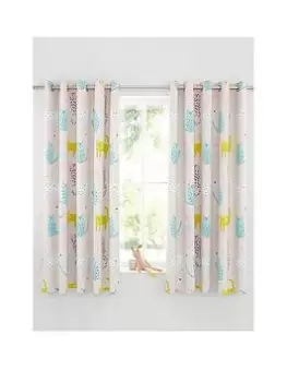 Image of Catherine Lansfield Cute Cats Reversible Eyelet Curtains, Multi