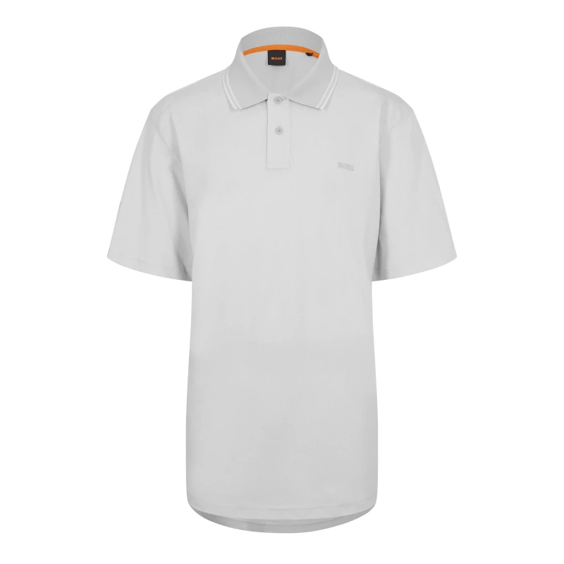 Image of Boss Mens Peoxfordnew Short-Sleeve Polo Shirt Pastel Grey male L