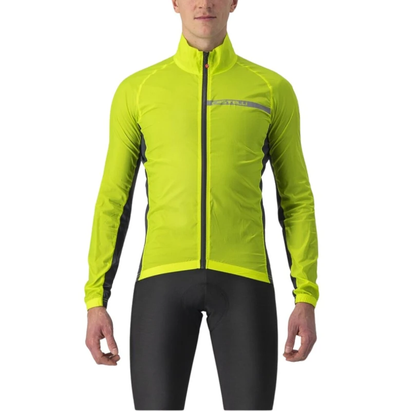 Image of Castelli Squadra Stretch Long Sleeve Jacket Yellow Grey, Size M