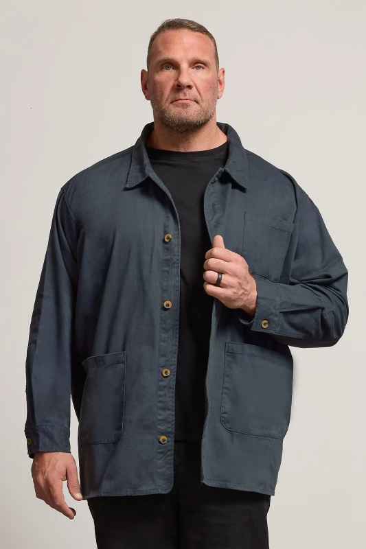 Image of BadRhino Mens Cotton Utility Overshirt in Dark Navy Size: 5-6XL Dark Navy Male 5-6XL