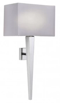 Image of 1 Light Indoor Wall Light Chrome with Grey Silk Effect Shade, B22