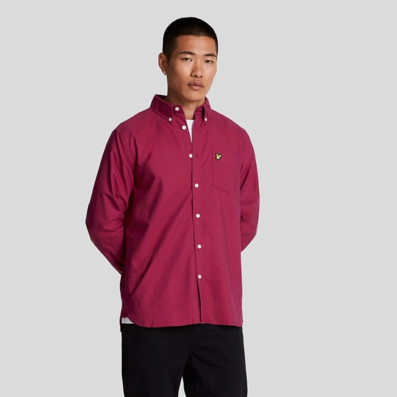 Image of Lyle and Scott Plain Oxford Shirt Burgundy male M