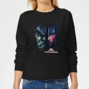 Image of Marvel Thor Ragnarok Hulk Split Face Womens Sweatshirt - Black