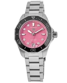 Image of Tag Heuer Aquaracer Professional 300 Date Pink Diamond Dial Steel Womens Watch WBP231J.BA0618 WBP231J.BA0618