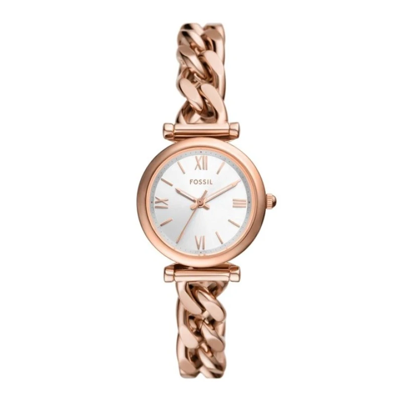 Image of Fossil ES5330 Womens Carlie (28mm) Silver Dial / Rose Gold- Watch
