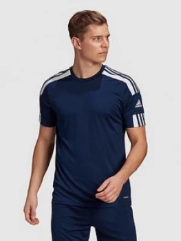 Image of Adidas Mens Squad 21 Short Sleeved Jersey, Navy Size M Men