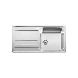 Image of Single Bowl Inset Chrome Stainless Steel Kitchen Sink with Reversible Drainer - Blanco Lantos XL 6S-IF