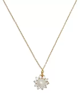 Image of kate spade new york Sunny Pave & Imitation Pearl Halo Pendant Necklace in Gold Tone, Xx-Xx