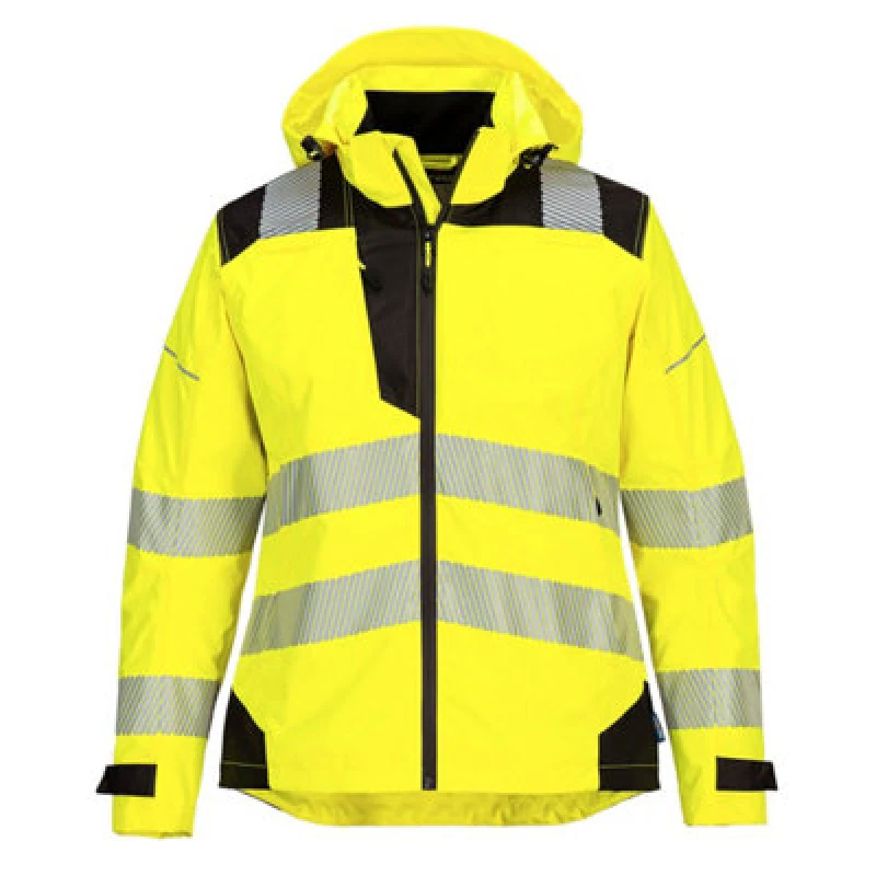 Image of Portwest PW3 Womens Hi Vis Waterproof Rain Jacket PW389YBRL Colour: Yellow / Black