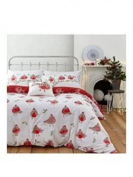 Image of Catherine Lansfield Robins Christmas Duvet Cover Set - Single