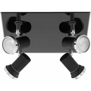Image of Loops - Flush Ceiling Light Colour Black Chrome Shade Clear Glass Bulb GU10 4x3.3W