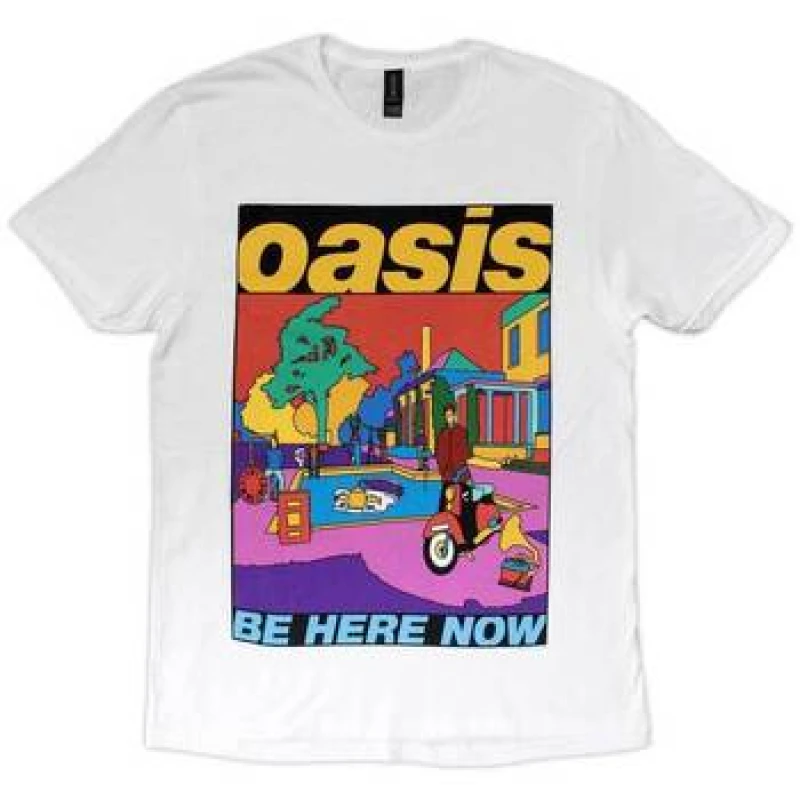 Image of Oasis Oasis Men Be Here Now Illustration Cotton T-Shirt in White Size: X-Large White XL Male 5063300148419