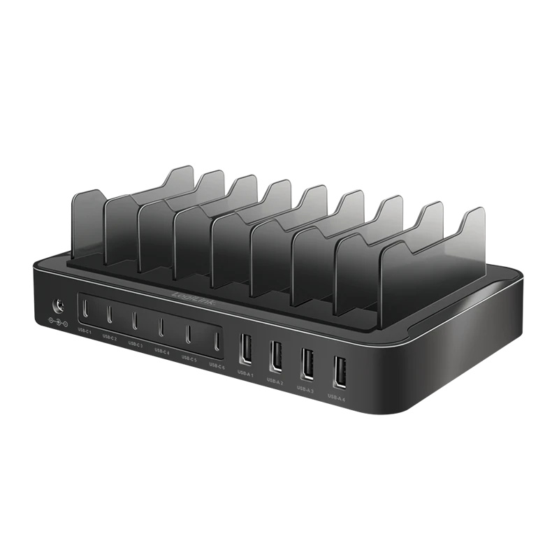 Image of LogiLink USB Table Charger. 10 Port. 4x USB-A & 6x USB-C. 120W. PD