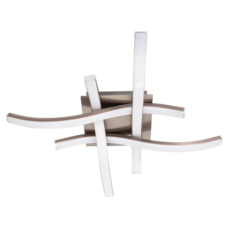 Image of Happy Homewares Modern LED Ceiling Lighting Fitting in Brushed Nickel with 4 Strips in Metallic Silver Metallic Silver Unisex