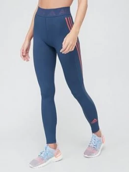 Image of Adidas Alphaskin 3 Stripe Leggings - Navy