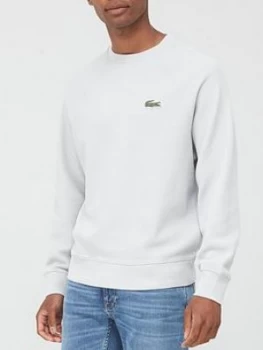 Image of Lacoste Classic Crew Neck Sweatshirt - Grey Heather