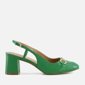 Image of Dune Cassie Leather Block Heeled Court Shoes - UK 4