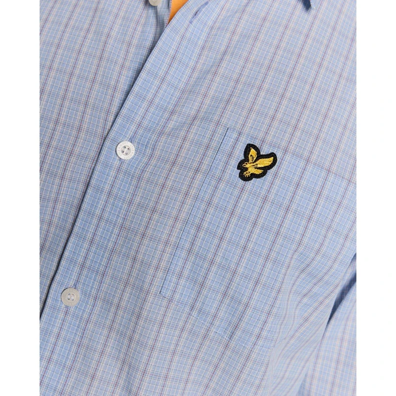 Image of Lyle and Scott Mens Long Sleeve Patterned Shirt Chalk Blue W444 male L