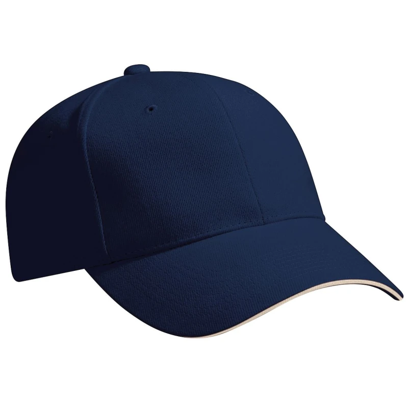 Image of Beechfield Beechfield Men Pro-Style Heavy Brushed Cotton Baseball Cap Headwear Pack of 2 in Navy Navy One Size Male 5059269088422