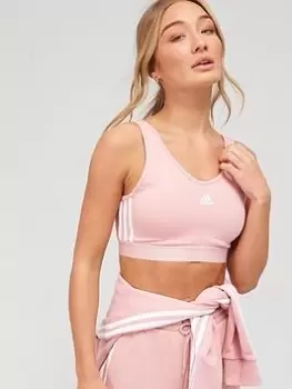 Image of adidas Essentials 3 Stripes Crop Top - Light Pink, Mauve, Size 2Xs, Women