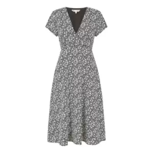 Image of Yumi Black Ditsy Floral Print Tea Dress - Black