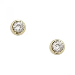 Image of Ladies Fossil Gold Plated Round Stud Earrings
