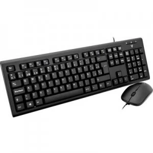 Image of V7 Videoseven CKU200ES USB Keyboard and mouse set Splashproof Spanish, QWERTY Black