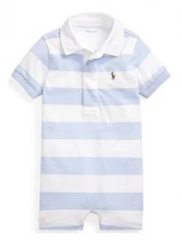 Image of Ralph Lauren Baby Boys Stripe Rugby Romper - Blue