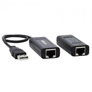 Image of Tripp Lite 1-Port USB over Cat5/Cat6 Extender Kit with Power over Cable - USB 2.0 Up to 164 ft. (50 m) Black