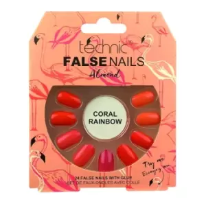 Image of Technic False Nails Almond Coral Rainbow 24 pcs