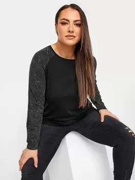 Image of Yours Ls Raglan Tee Contrast. Black/black Acid, Black, Size 16, Women