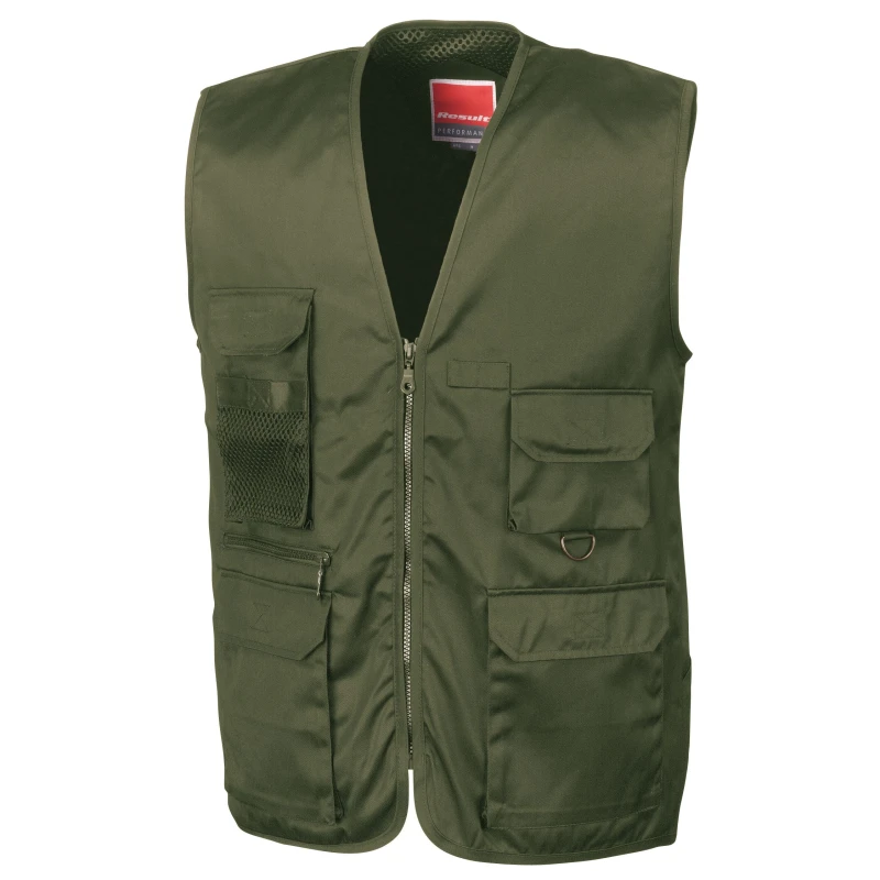 Image of Result Result Men Safari Waistcoat Jacket in Bottle Green Size: Medium Bottle Green M Male 5055747561401