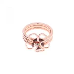 Image of Ted Baker Ladies Rose Gold Plated Leotie Enamel Flower Stacking Ring ML
