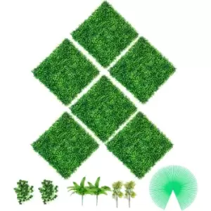 Image of VEVOR Artificial Boxwood Panel UV Boxwood Hedge Wall Panels, Artificial Grass Backdrop Wall 4cm Green Grass Wall, Fake Hedge for Decor (20" x 20", 6)